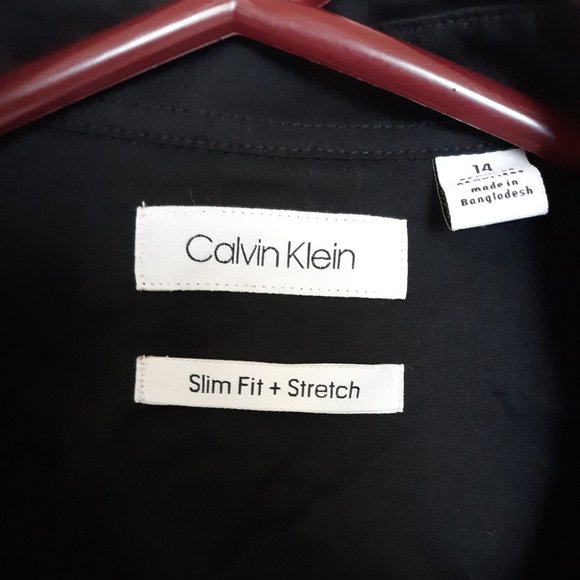 Calvin Klein black slim fit stretch shirt 14 - Picture 3 of 4